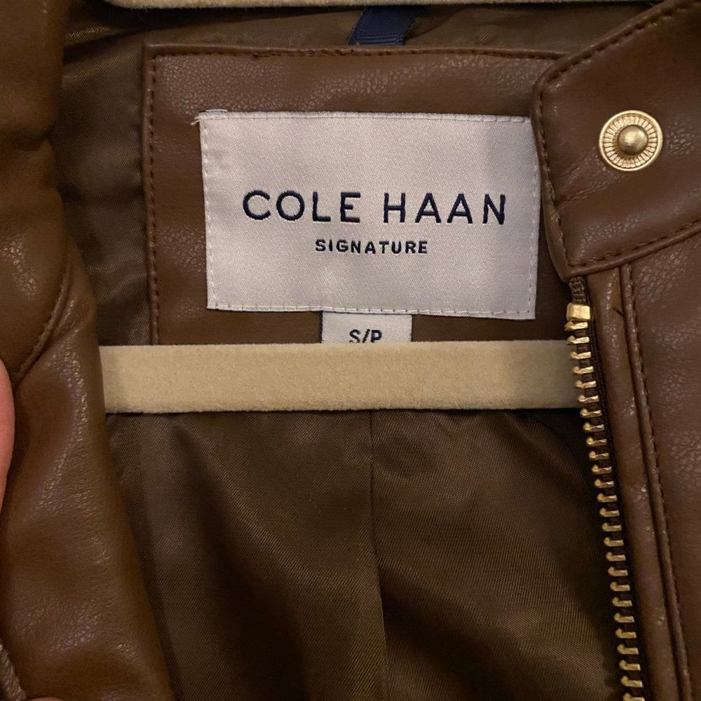 Cole Haan Racer Leather Jacket, Small, Hazel - Picture 4 of 8